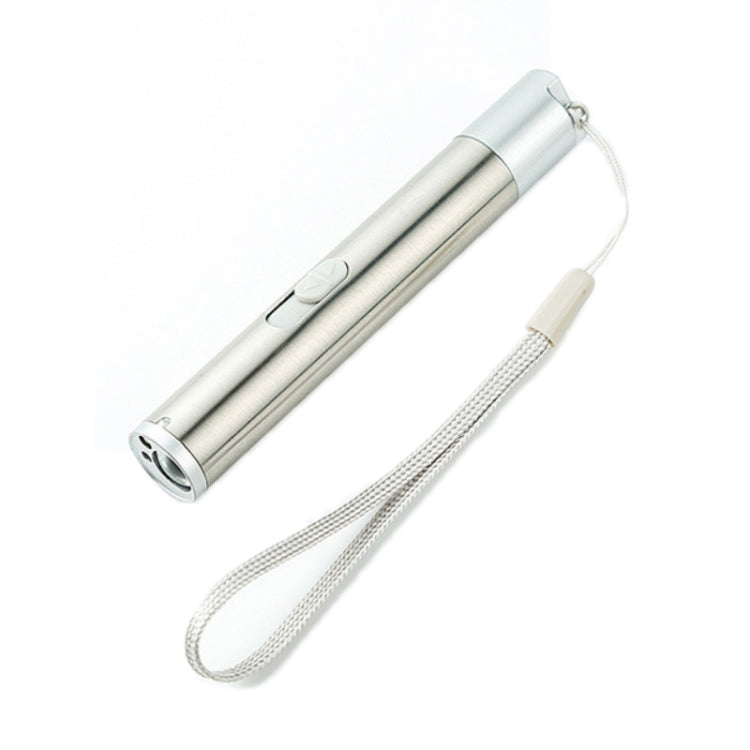 3 in 1 USB Rechargeable Flashlight Infrared Laser Pen Currency Detector Lamp, Silver