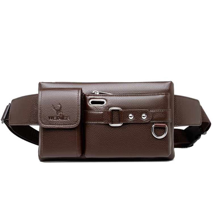 WEIXIER 8117 Men Sports Waist Bag Multi-Function Outdoor PU Bag, 8117 Brown, 8117 Black 8117 Brown Brown