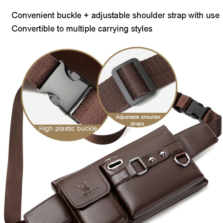 WEIXIER 8117 Men Sports Waist Bag Multi-Function Outdoor PU Bag, 8117 Brown, 8117 Black