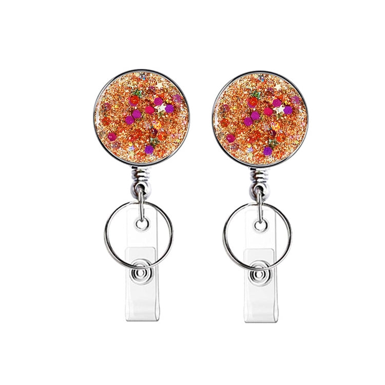 2pcs Diamond Glitter Sequins Retractable Pull Badge Reel Name Tag Card Badge Holder Colorful
