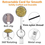 2pcs Diamond Glitter Sequins Retractable Pull Badge Reel Name Tag Card Badge Holder