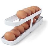 Automatic Eggs Storage Box Refrigerator Egg Dispenser Plastic Rolling Eggs Holder Container, 2 Layers