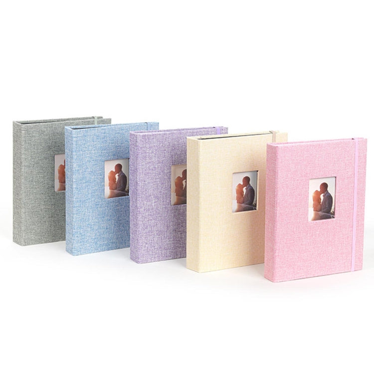 3-inch 208 Pockets Cotton Linen Photo Album Photocard Holder, Khaki, Purple, Grey, Pink, Blue