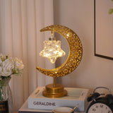 LED Wrought Iron Moon Shape Atmosphere Bedroom Table Lamp, Moon Star, Moon Star With Hook