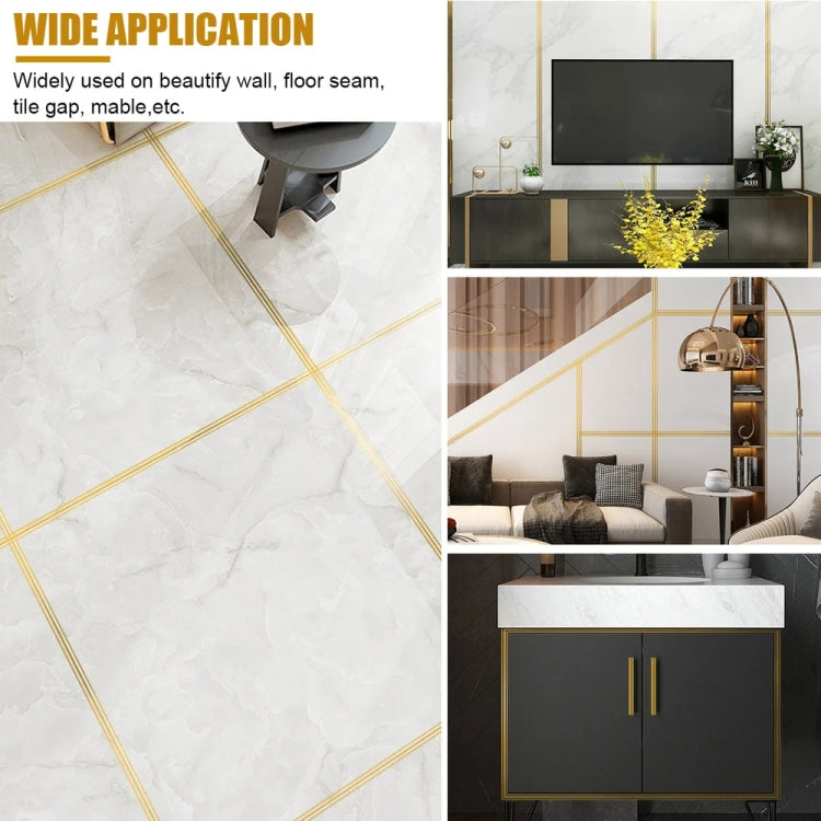 2.5cm x 5m  Golden Tile Gap Tape Waterproof PVC Self Adhesive Sticker, Gold, Silver, Laser