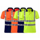 Reflective Quick-drying T-shirt Lapel Short-sleeved Safety Work Shirt, XXL, XXXXL