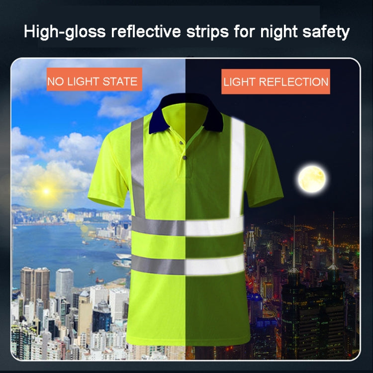 Reflective Quick-drying T-shirt Lapel Short-sleeved Safety Work Shirt, XXL, XXXXL