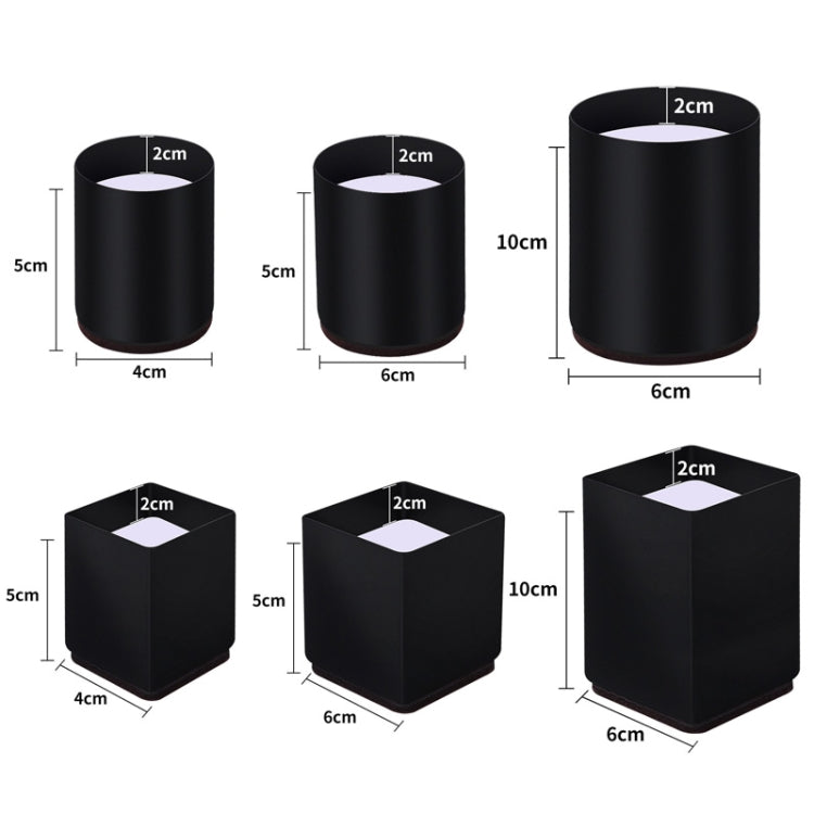 2pcs/set Furniture Carbon Steel Wraparound Heightening Foot Pad, Style:, Round 4x5cm (Black), Round 4x5cm (Brown), Round 6x5cm (Black), Round 6x5cm (Brown), Round 6x10cm (Black), Round 6x10cm (Brown), Square 4x5cm (Black), Square 4x5cm (Brown)         ...