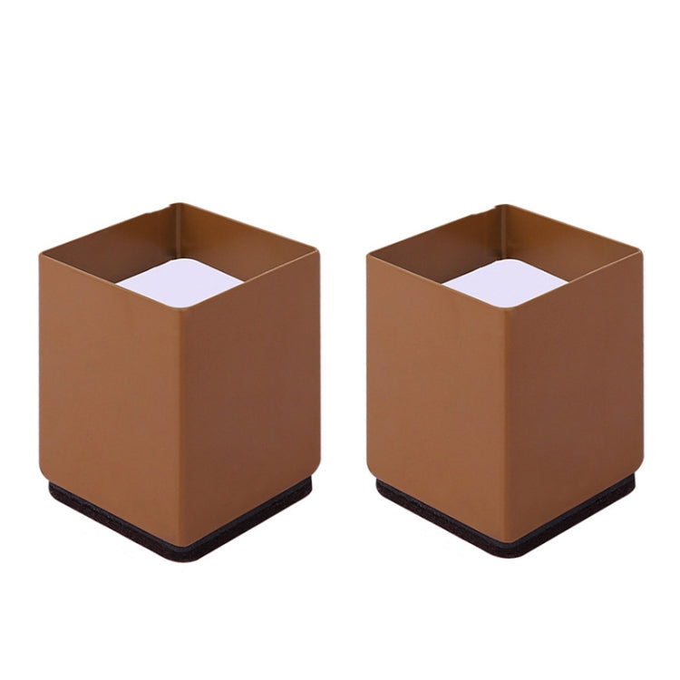 2pcs/set Furniture Carbon Steel Wraparound Heightening Foot Pad, Style:, Round 4x5cm (Black), Round 4x5cm (Brown), Round 6x5cm (Black), Round 6x5cm (Brown), Round 6x10cm (Black), Round 6x10cm (Brown), Square 4x5cm (Black), Square 4x5cm (Brown)         ... Square 4x5cm (Brown)