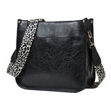 013 Leopard Strap PU Leather Single-shoulder Waterproof Crossbody Tote Bag