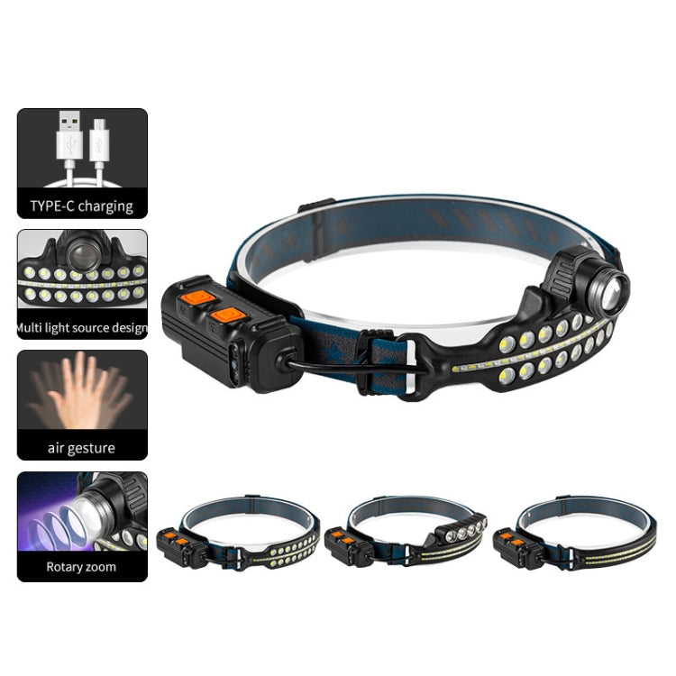 XPG+COB Induction Headlight Type-C Rechargeable Head Lamp, W690-1, W690-2, W691-1, W691-2