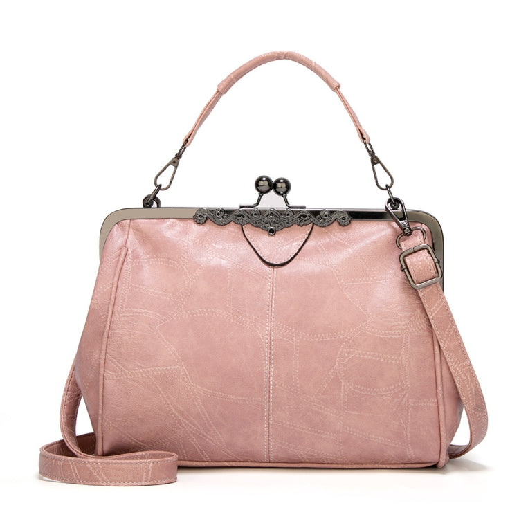 036 Vintage Buckle Handbags Leather Adjustable Crossbody Bag Pink