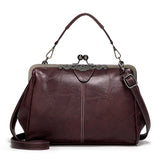 036 Vintage Buckle Handbags Leather Adjustable Crossbody Bag Coffee