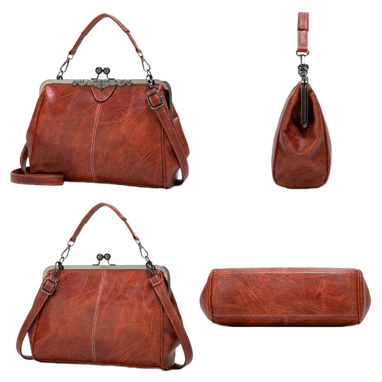 036 Vintage Buckle Handbags Leather Adjustable Crossbody Bag