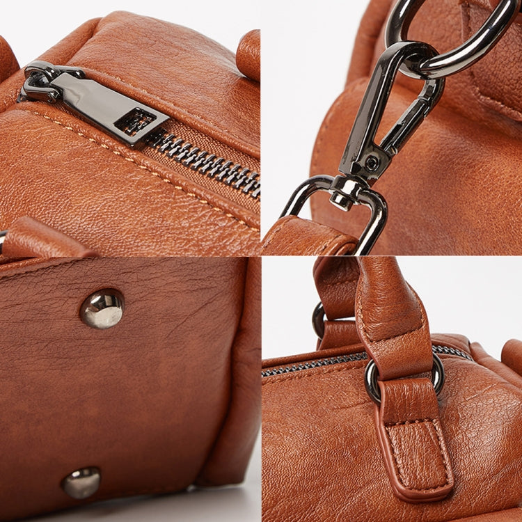 048 Pebbled Leather Multi-compartment Handbag Large Capacity Crossbody Shoulder Bag