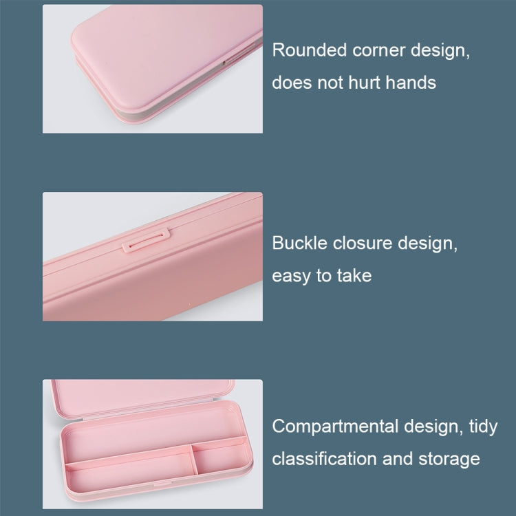 WJ-WJH-2 Plastic Compartment Large-capacity Shatter-resistant Flip-top Stationery Box, Pink, Blue, White, Grey