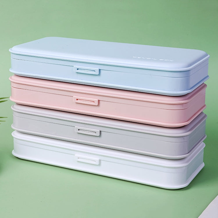 WJ-WJH-2 Plastic Compartment Large-capacity Shatter-resistant Flip-top Stationery Box, Pink, Blue, White, Grey