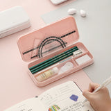 WJ-WJH-2 Plastic Compartment Large-capacity Shatter-resistant Flip-top Stationery Box, Pink, Blue, White, Grey