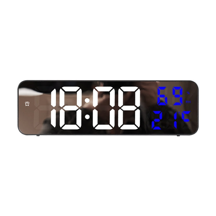 671 Mirror Screen Digital LED Alarm Clock USB Plug-in/Battery Dual-use With Temperature/Humidity Display, 671 (Black Shell White Blue), 671 (Black Shell White Green), 671 (Black Shell White Red)