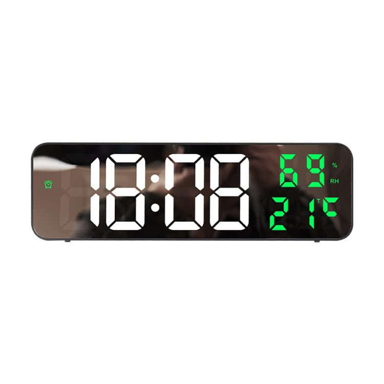671 Mirror Screen Digital LED Alarm Clock USB Plug-in/Battery Dual-use With Temperature/Humidity Display, 671 (Black Shell White Blue), 671 (Black Shell White Green), 671 (Black Shell White Red)