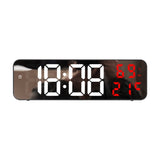 671 Mirror Screen Digital LED Alarm Clock USB Plug-in/Battery Dual-use With Temperature/Humidity Display, 671 (Black Shell White Blue), 671 (Black Shell White Green), 671 (Black Shell White Red)