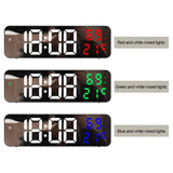 671 Mirror Screen Digital LED Alarm Clock USB Plug-in/Battery Dual-use With Temperature/Humidity Display, 671 (Black Shell White Blue), 671 (Black Shell White Green), 671 (Black Shell White Red)