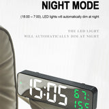 671 Mirror Screen Digital LED Alarm Clock USB Plug-in/Battery Dual-use With Temperature/Humidity Display, 671 (Black Shell White Blue), 671 (Black Shell White Green), 671 (Black Shell White Red)