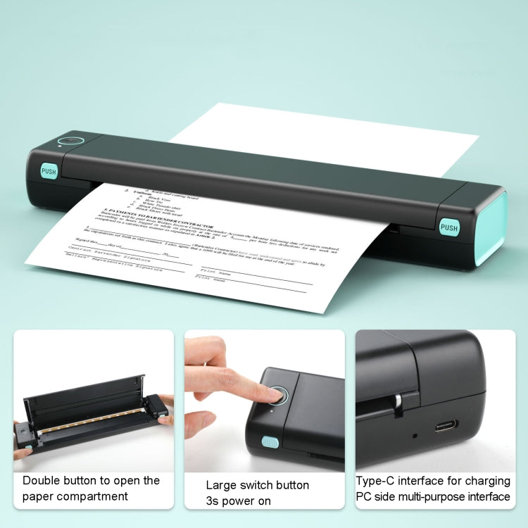 M08F Bluetooth Wireless Handheld Portable Thermal Printer, Black Green A4 Version, Black A4 Version, White A4 Version, White Orange A4 Version, Green A4 Version, Pink A4 Version, Gray A4 Version, Silver A4 Version, Black Green Letter Version           ...