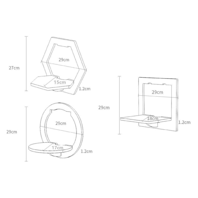 Wall Hanging Shelf Flower Pot Multifunctional Storage Box Room Decoration, Square, Hexagonal, Round