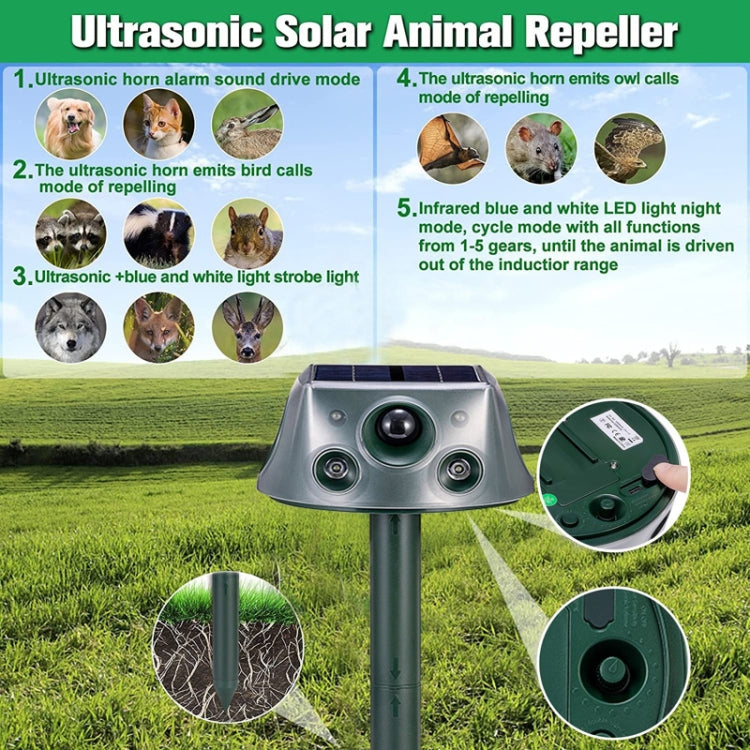 SK031 Four-Sided Solar Animal Repeller Bird Repeller Ultrasonic Rat Repeller, Rat Repeller