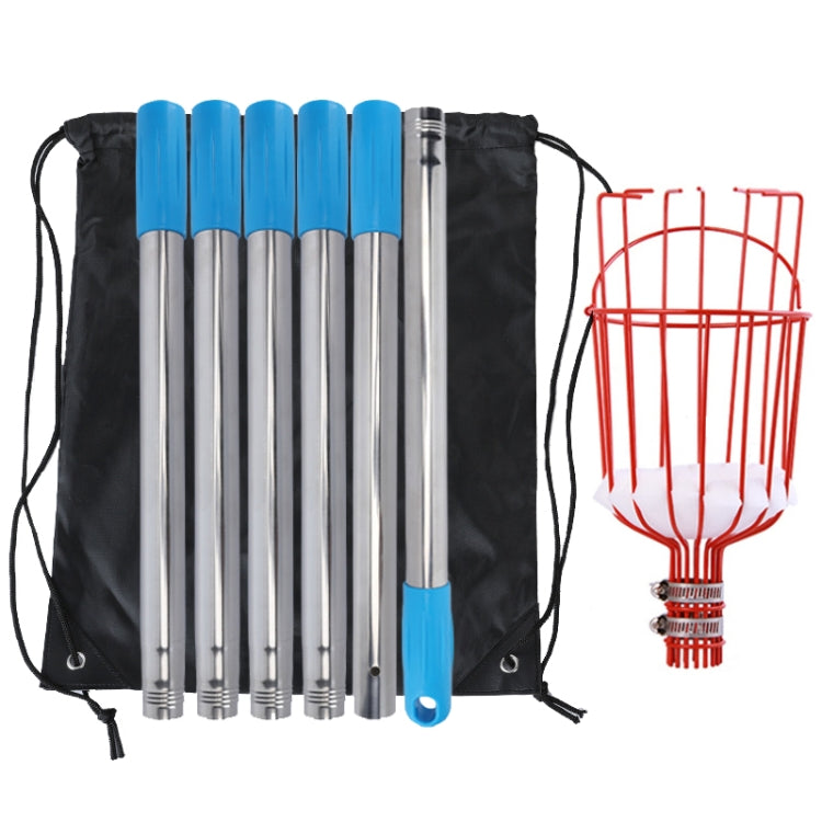 Stainless Steel Aerial Fruit Picker Fruit Picking Tools, With Rod 4 Sections 1.6m, With Rod 6 Sections 2.4m, With Rod 9 Sections 3.6m, With Rod 10 Sections 4m