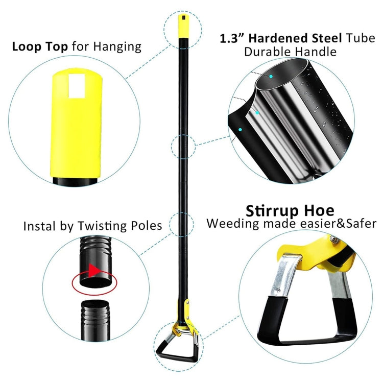 MYL-10 Stirrup Ring Weeding Hoes Garden Tools, 3 Sections 1.2m, 4 Sections 1.6m, 5 Sections 2.0m, 6 Sections 2.4m