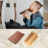 TW-BC90 Beard Wooden Comb Beard Shape Double-Sided Comb With PU Leather Case, Wooden
