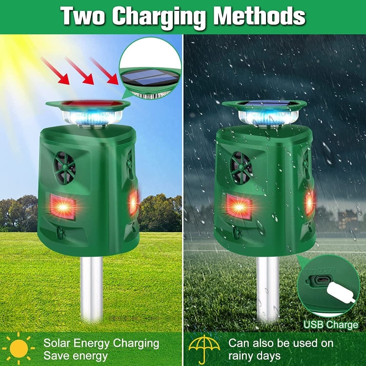 SK698 Solar Powered Animal Repeller 360 Degree Strobe Light Bird Repeller Ultrasonic Rat Repeller, Ultrasonic Rat Repeller