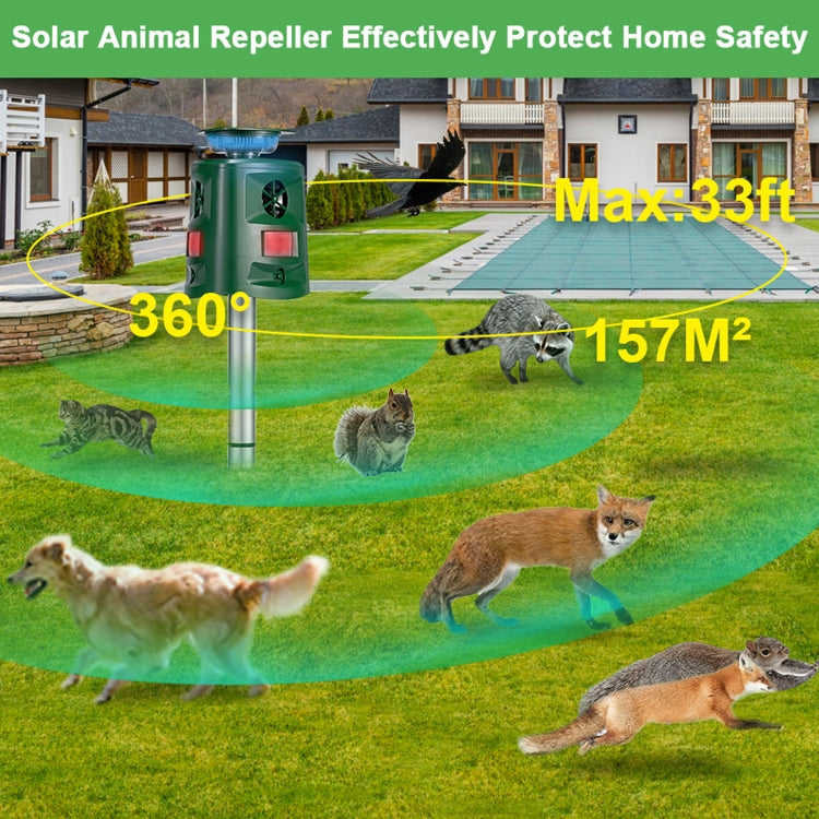 SK698 Solar Powered Animal Repeller 360 Degree Strobe Light Bird Repeller Ultrasonic Rat Repeller, Ultrasonic Rat Repeller