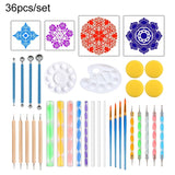 Dot Painting Mandala Pottery Decoration DIY Spiral Wand Tool Set, 36pcs/set, 35pcs/set