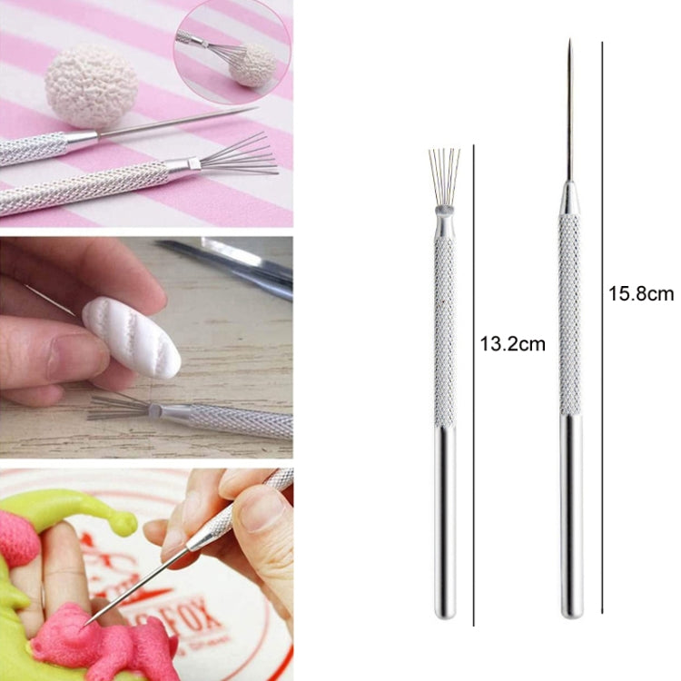5pcs Ceramic Aluminum Rod Puncher DIY Clay Art Supplies, Seven Needles, Texture Brush