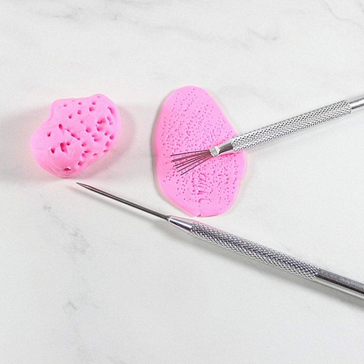 5pcs Ceramic Aluminum Rod Puncher DIY Clay Art Supplies, Seven Needles, Texture Brush