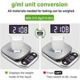 Small Multifunctional Kitchen High Precision Electronic Scale LCD Digital Display Food Scale, 3kg/ 0.1g, 5kg/ 0.1g, 10kg/ 1g