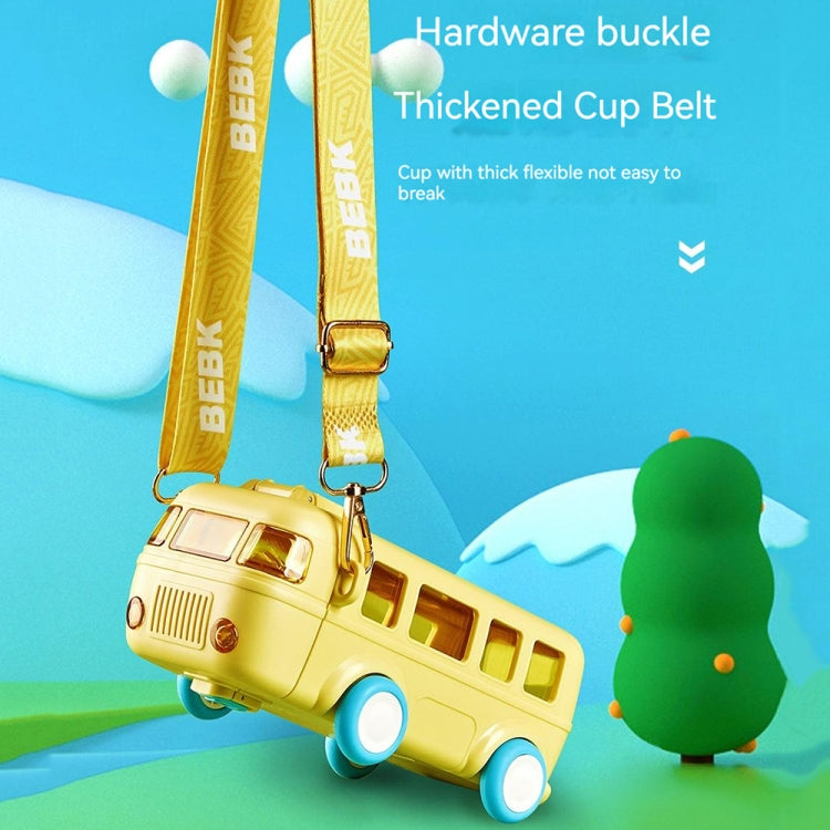 KT-1139 500ml Portable Leakproof Water Cup with Strap Cute Bus Shaped Sippy Cup, Blue, Yellow, Pink