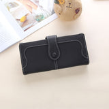 Women Long Wallet Vintage Frosted Splicing Leather Wallet Black