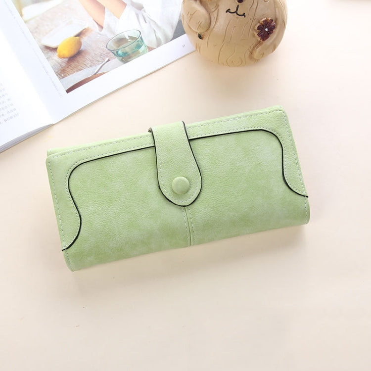 Women Long Wallet Vintage Frosted Splicing Leather Wallet Light Green