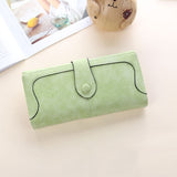 Women Long Wallet Vintage Frosted Splicing Leather Wallet Light Green