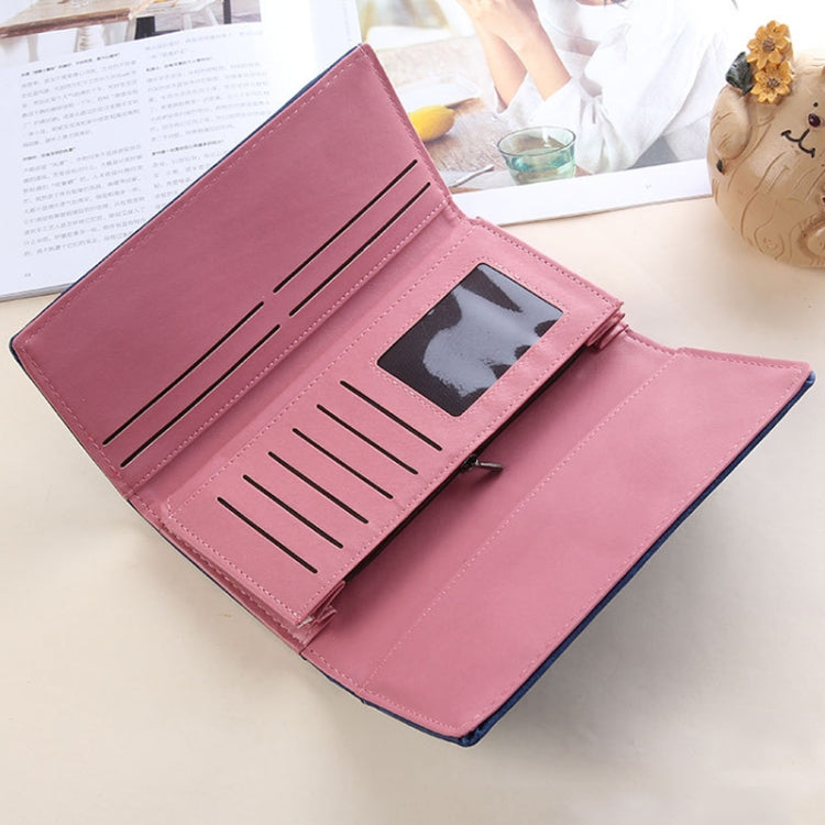 Women Long Wallet Vintage Frosted Splicing Leather Wallet