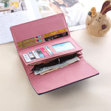 Women Long Wallet Vintage Frosted Splicing Leather Wallet