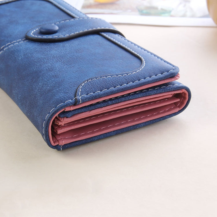 Women Long Wallet Vintage Frosted Splicing Leather Wallet