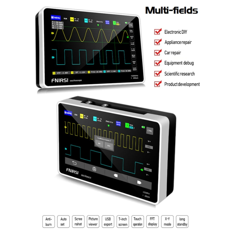 FNIRSI 1013D 1GS Sampling Dual Channel 100M Bandwidth Digital Oscilloscope, US Plug - Zen Craft