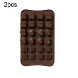 2pcs Silicone Chocolate Mold Jelly Christmas Candy Cake Mould, Style:, Gift Box, Shell, Star, Heart To Heart Gift Box