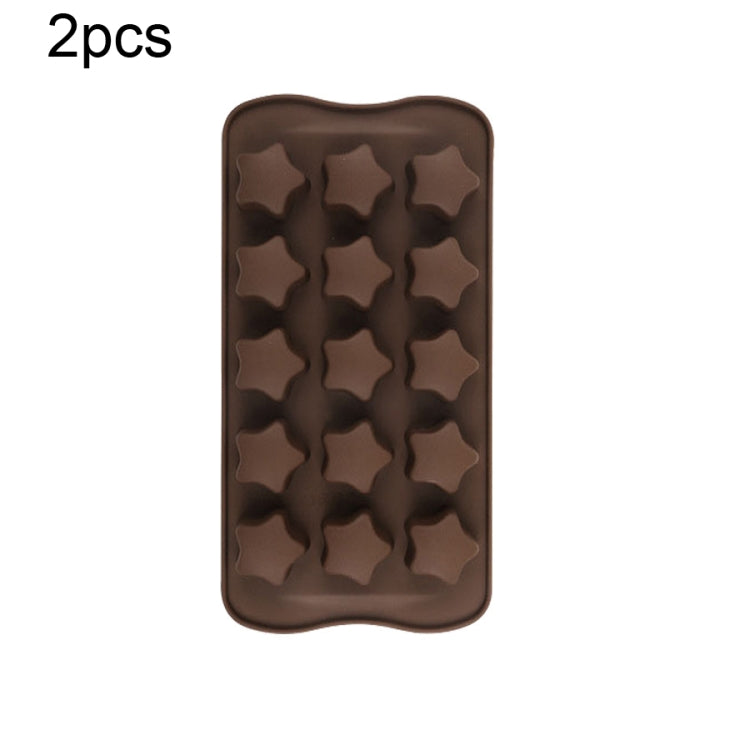 2pcs Silicone Chocolate Mold Jelly Christmas Candy Cake Mould, Style:, Gift Box, Shell, Star, Heart To Heart Star