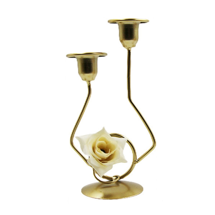 Wrought Iron Double-Headed Candle Holder Party Wedding Table Decoration Candlesticks, Silk, Iron